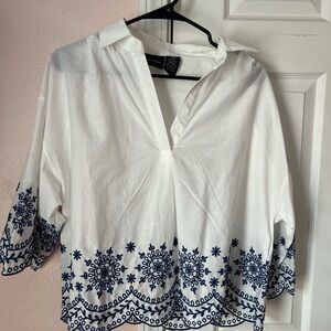 White and Blue Blouse